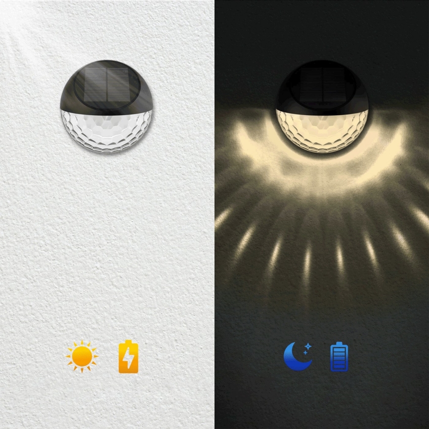 Aigostar - LED solarno zidno svetlo LED/2W/1,2V crna 300 mAh 2700K IP44