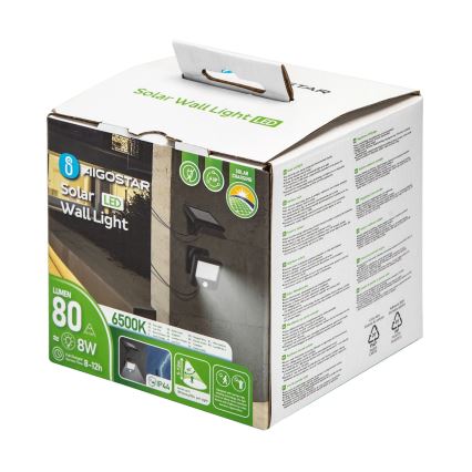 Aigostar - LED solarno zidno svetlo sa senzorom LED/0,64W/3,7V 600 mAh 6500K IP44