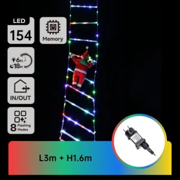 Aigostar - LED spoljašnja božićna dekoracija 154x LED/8 funkcija 1,6 m IP44 višebojna