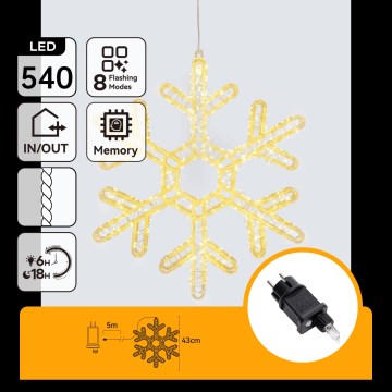 Aigostar - LED spoljašnja božićna dekoracija 540xLED/6W/230V 43 cm IP44 topla bela pahulja