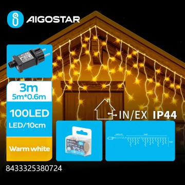 Aigostar - LED spoljašnja božićna girlanda 100xLED/8 funkcija 8x0,6m IP44 topla bela