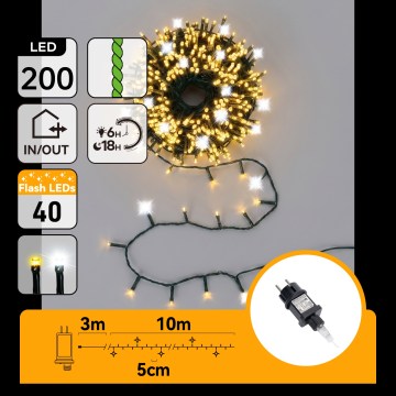 Aigostar - LED spoljašnja božićna girlanda 160xLED+40xLED 13m IP44 toplo+hladno belo