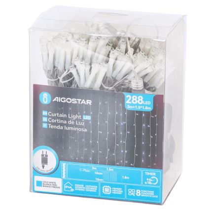 Aigostar - Spoljašnji LED lanac 288xLED/8 funkcija 1,5x1,8m IP44 hladno bela