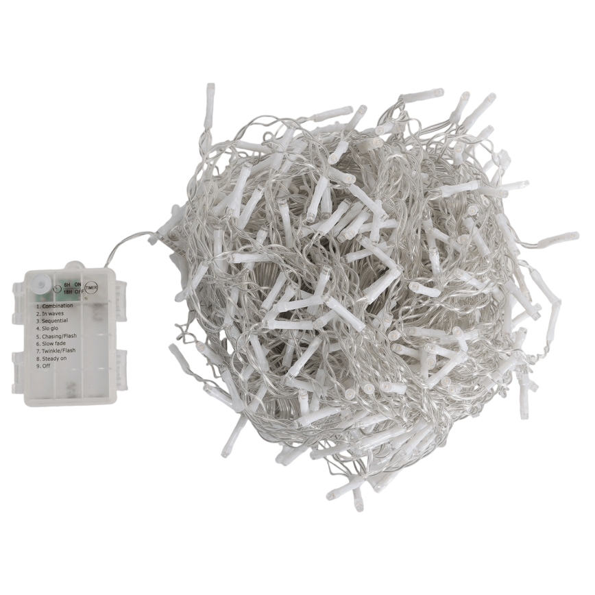 Aigostar - LED spoljašnja božićna girlanda 300xLED/8 funkcija 3xAA 18x0,6 m IP44 topla bela