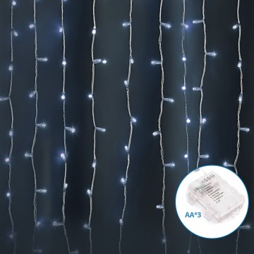 Aigostar - LED spoljašnja božićna girlanda 300xLED/8 funkcija 3xAA 6x2m IP44 hladna bela