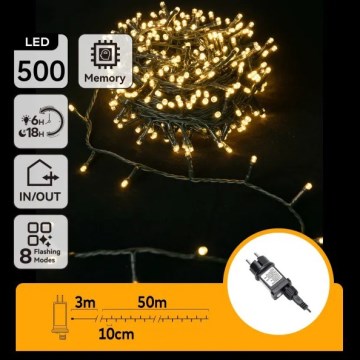 Aigostar - LED spoljašnja božićna girlanda 500xLED/8 funkcija 50m IP44 topla bela