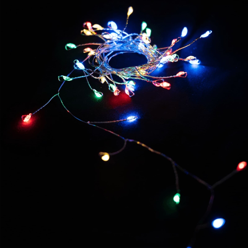 Aigostar - LED spoljašnja božićna girlanda 50xLED/8 funkcija 3xAA 1,8m IP44 višebojna
