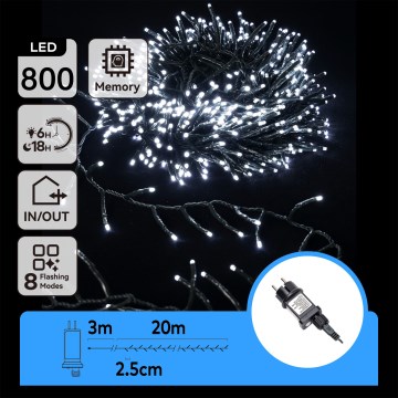 Aigostar - LED spoljašnja božićna girlanda 800xLED/8 funkcija 23m IP44 hladno bela