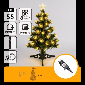 Aigostar - LED spoljašnja božićna jelka 55xLED/8 funkcija 0,6 m IP44 topla bela