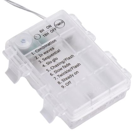 Aigostar - LED spoljašnji božićni lanac 192xLED/8 funkcija 3xAA 4,5x1,2m IP44 hladna bela