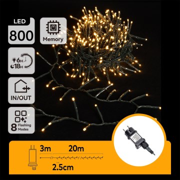 Aigostar - LED spoljašnja božićna svetlosna girlanda 800xLED/8 funkcija 23m IP44 topla bela