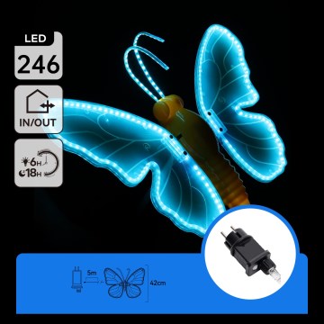 Aigostar - LED spoljašnja dekoracija 246xLED/9W/230V 42 cm IP44 leptir/plava