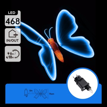Aigostar - LED spoljašnja dekoracija 468xLED 75 cm IP44 leptir/plava