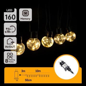 Aigostar - LED spoljašnja dekorativna girlanda 160xLED 10m IP44 topla bela