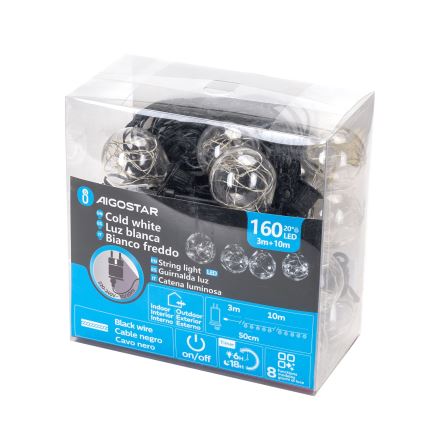 Aigostar - LED spoljni dekorativni lanac 160xLED 10m IP44 hladno bela