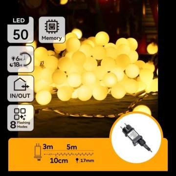 Aigostar - LED spoljašnja dekorativna girlanda 50xLED/8 funkcija 5 m IP44 topla bela