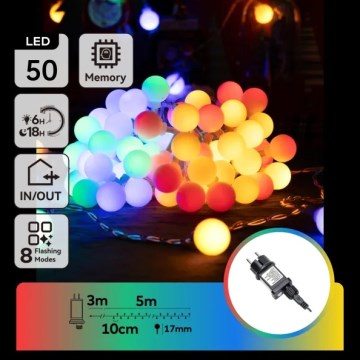 Aigostar - LED spoljašnja dekorativna girlanda 50xLED/8 funkcija 5 m IP44 višebojna