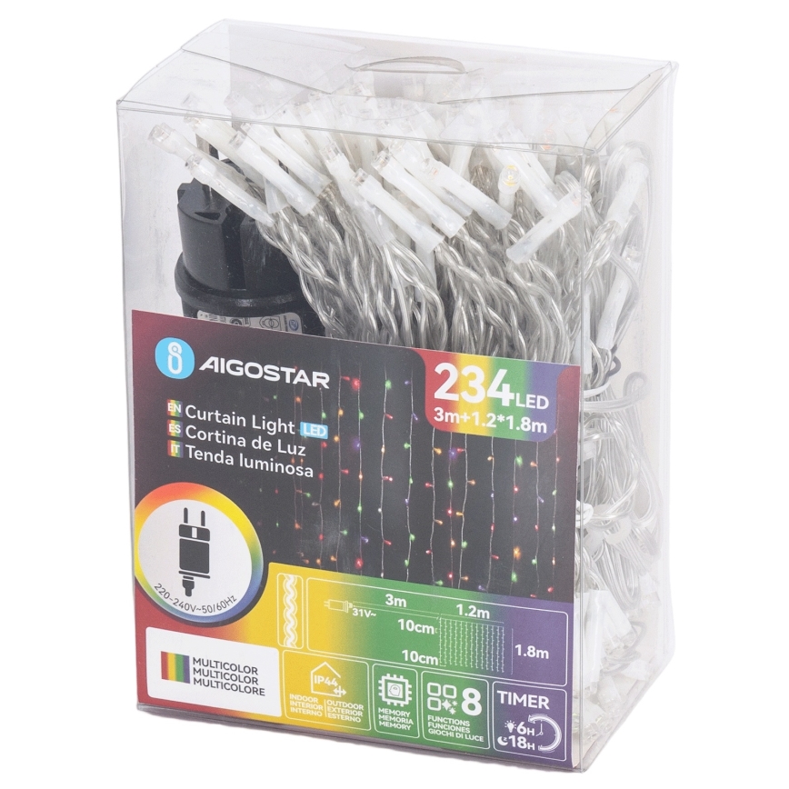 Aigostar - LED spoljašnja girlanda 234xLED/8 funkcija 1,2x1,8 m IP44 višebojna