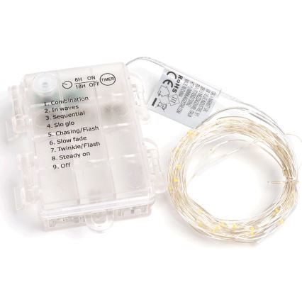 Aigostar - LED spoljašnja svetlosna girlanda 100xLED/8 funkcija, 3xAA, 10,3 m, IP44, toplo belo
