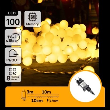 Aigostar - LED spoljašnja ukrasna girlanda 100xLED/8 funkcija 10m IP44 topla bela