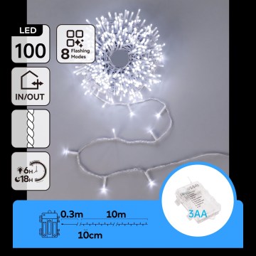 Aigostar - LED spoljašnje božićne lampice 100xLED 10,3m IP44 hladno bela