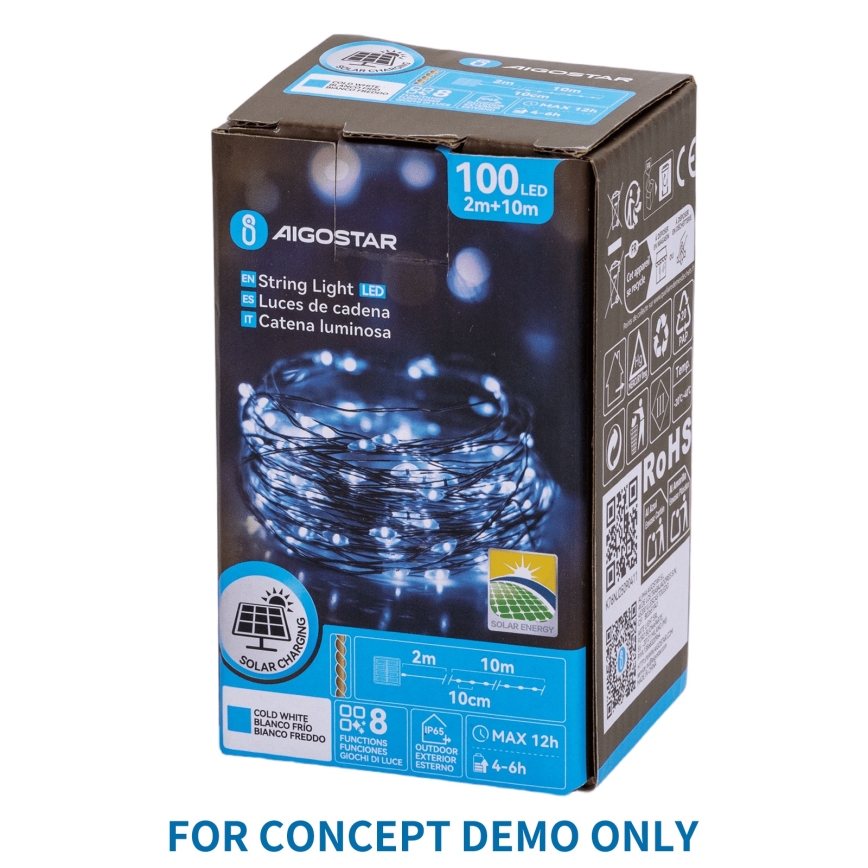Aigostar - LED spoljašnje božićne lampice 900xLED/8 funkcija 6m IP44 hladne bele