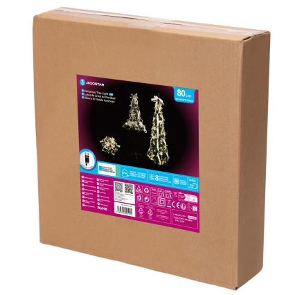 Aigostar - LED spoljno božićno drvo 80xLED 1,2m IP44 bela/zlatna, hladna bela
