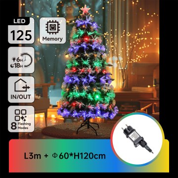 Aigostar - LED spoljašnji božićni bor 125xLED/8 funkcija 1,2 m IP44 višebojno