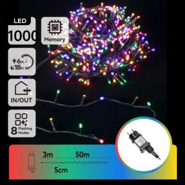 Aigostar - LED spoljašnji božićni lanac 1000xLED/8 režima 53m IP44 višebojan