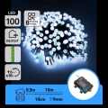Aigostar - LED spoljašnji božićni lanac 100xLED/8 funkcija 3xAA 10,3m IP44 hladno bela