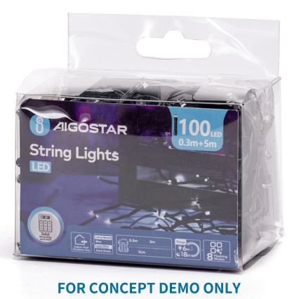 Aigostar - LED spoljašnji božićni lanac 200xLED/8 funkcija 3xAA 10,3m IP44 roze