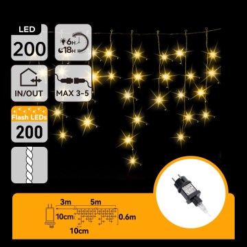 Aigostar - LED spoljašnji božićni lanac 200xLED 8x0,6m IP44 topla bela