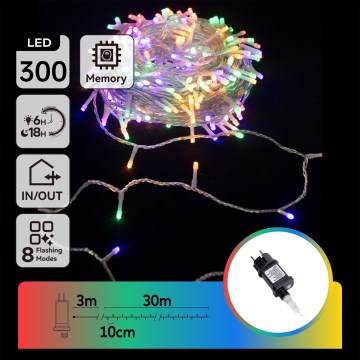 Aigostar - LED spoljašnji božićni lanac 300xLED/8 funkcija 33m IP44 višebojno