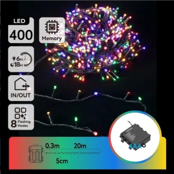 Aigostar - LED spoljašnji božićni lanac 400xLED/8 funkcija 4xAA 20,3 m IP44 višebojno