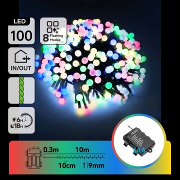 Aigostar - LED spoljašnji božićni niz 100xLED/8 funkcija 10,3m IP44 višebojni