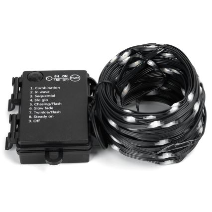 Aigostar - LED spoljni božićni lanac 150xLED/8 funkcija/3xAA 15,3m IP44 hladno bela