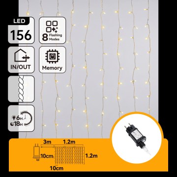 Aigostar - LED spoljašnji božićni niz 156xLED/8 funkcija 4,2x1,2m IP44 topla bela