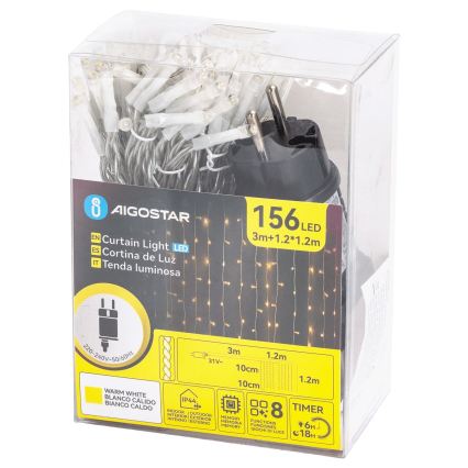 Aigostar - LED spoljašnji božićni niz 156xLED/8 funkcija 4,2x1,2m IP44 topla bela