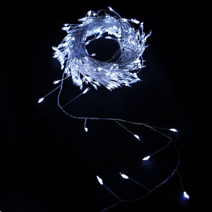 Aigostar - LED spoljašnja božićna girlanda 200xLED/8 funkcija 3xAA 6,3m IP44 hladna bela