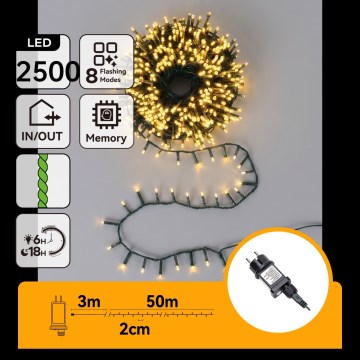 Aigostar - LED spoljašnji božićni niz 2500xLED/8 funkcija 53m IP44 topla bela