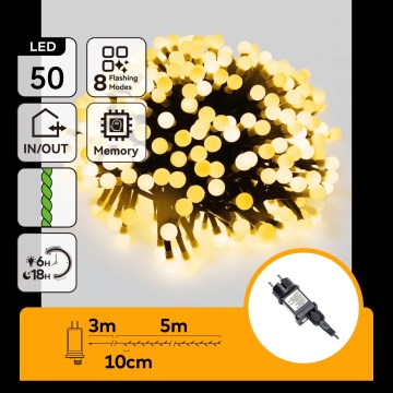 Aigostar - LED spoljašnji božićni niz 50xLED/8 funkcija 8m IP44 topla bela
