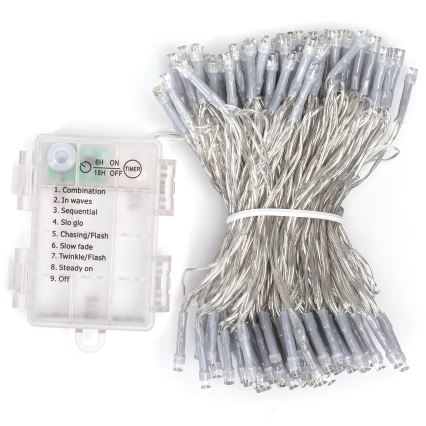 Aigostar -LED Spoljašnji niz 150xLED/8 funkcija 3xAA 15,3m IP44 topla bela