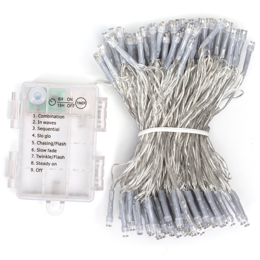 Aigostar -LED Spoljašnji niz 150xLED/8 funkcija 3xAA 15,3m IP44 topla bela