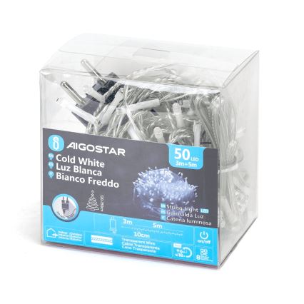 Aigostar - LED spoljašnji niz 50xLED/8 funkcija 8m IP44 hladno bela