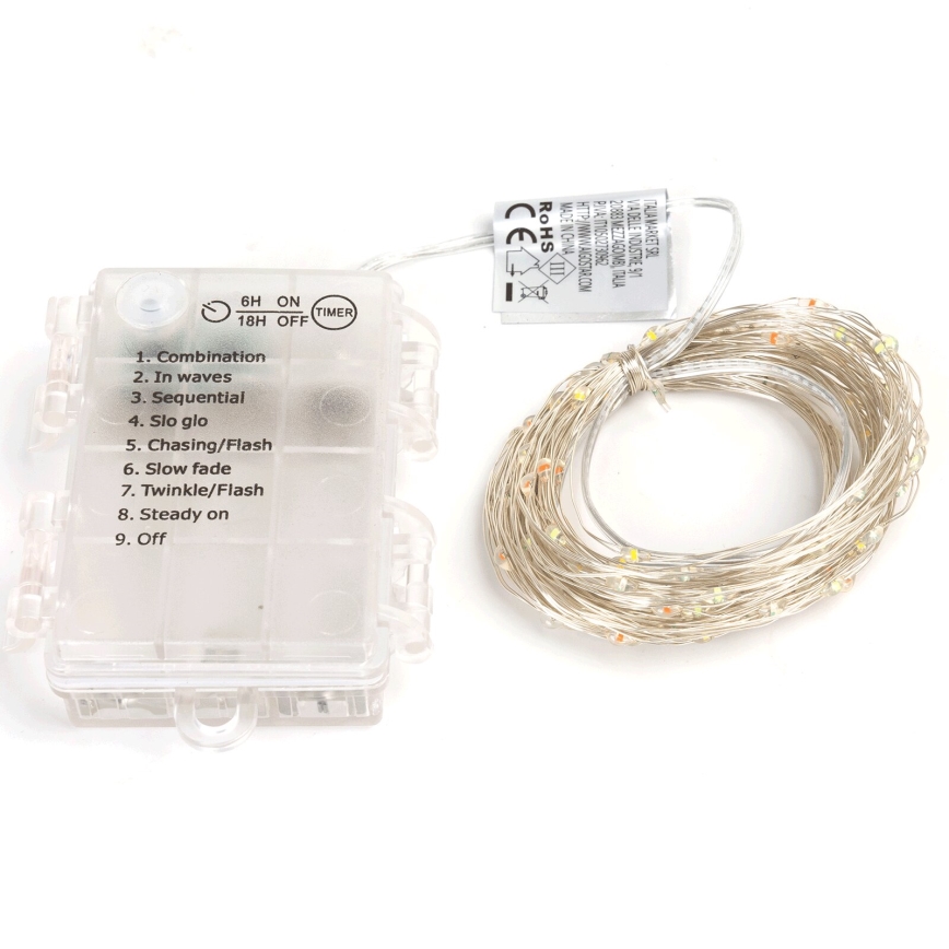 Aigostar - LED Spoljašnji  lanac 100xLED/8 funkcija/3xAA10,3m IP44 višebojni