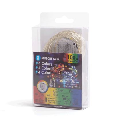 Aigostar - LED Spoljašnji  lanac 100xLED/8 funkcija/3xAA10,3m IP44 višebojni