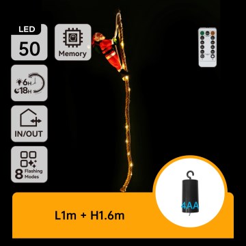 Aigostar - LED spoljna božićna dekoracija LED/4xAA IP44 padobran Deda Mraz