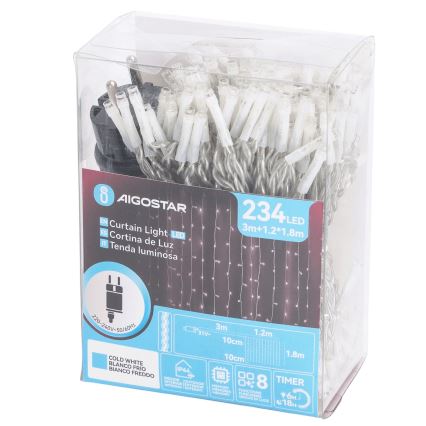 Aigostar - LED Spoljašnji  lanac 234xLED/8 funkcija 1,2x1,8 m IP44 hladna bela