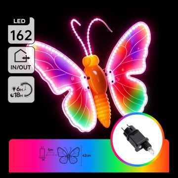 Aigostar - LED Spoljna dekoracija 162xLED 42 cm IP44 leptir/višebojno