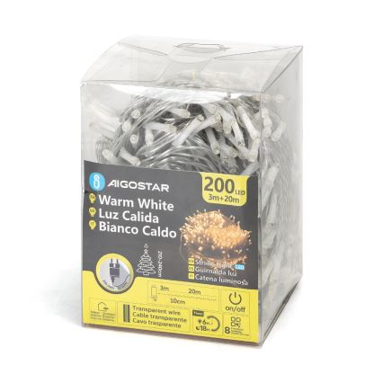 Aigostar - LED spoljna girlanda 200xLED/8 funkcija 23m IP44 topla bela